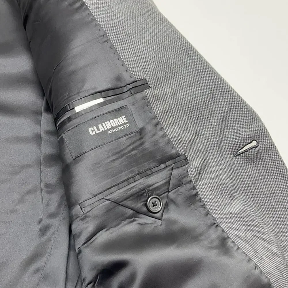 CLAIBORNE 40R Athletic Fit Gray Sport Coat Blazer
